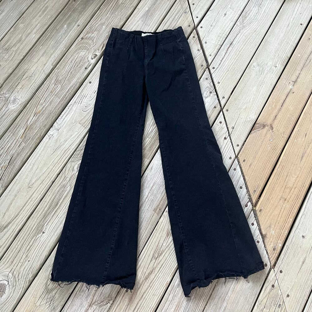 Free People We The Free Women's Black Pull On Flare Leg Jeans Size 27